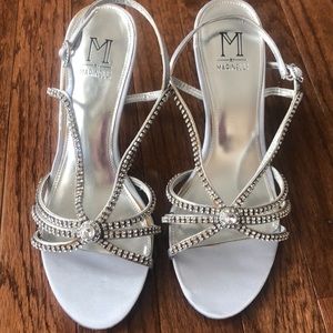Marinelli silver sequin strappy heels